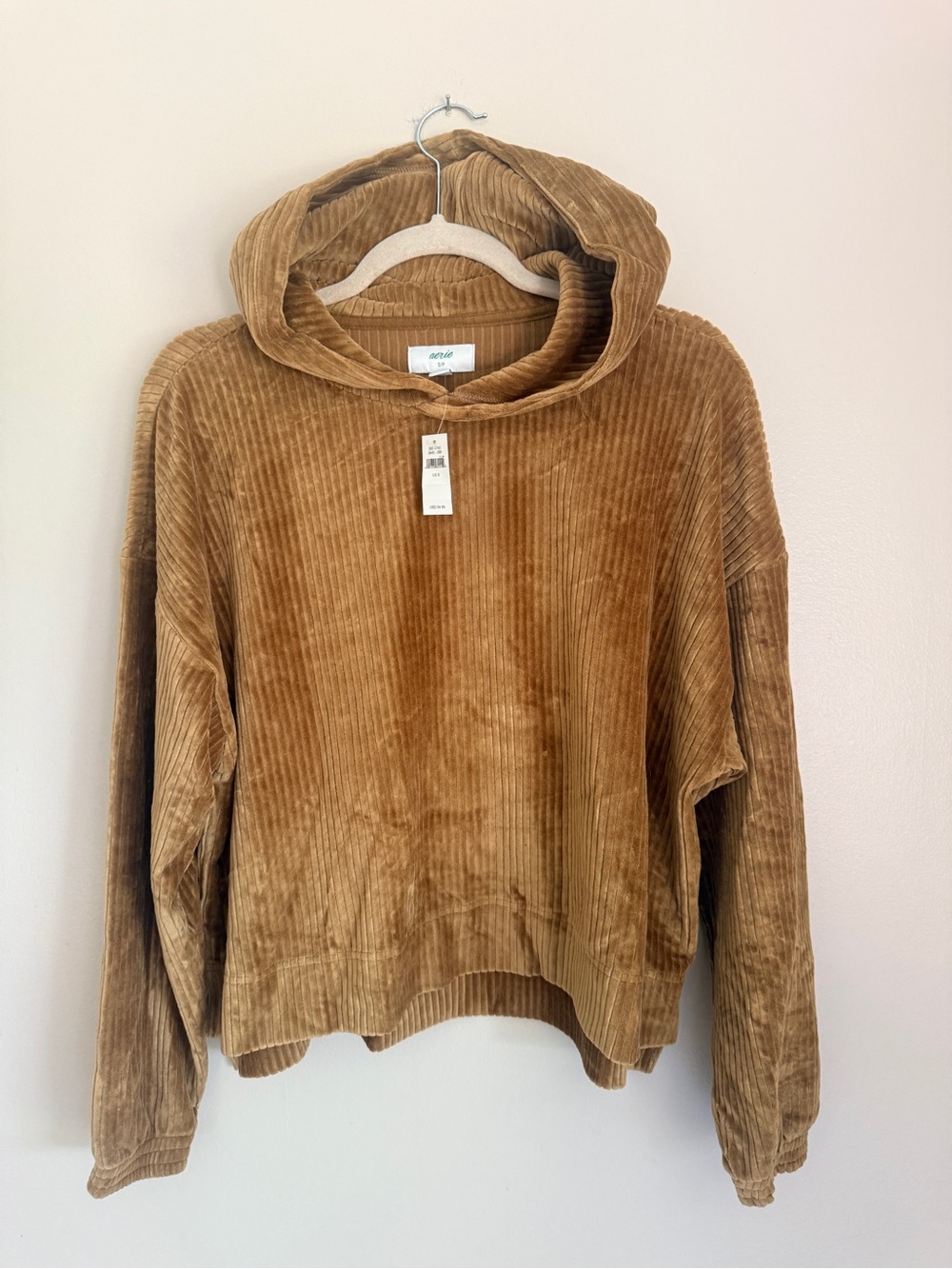 NWT Aerie Corduroy Hoodie Sweater in Olive Green, size small